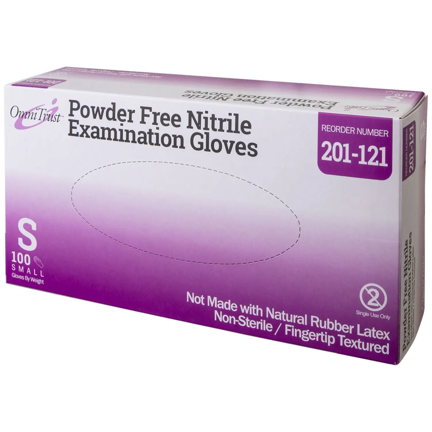 Exam Glove, Nitrile, Small, Textured Fingers, Blue, Powder Free (201-121)