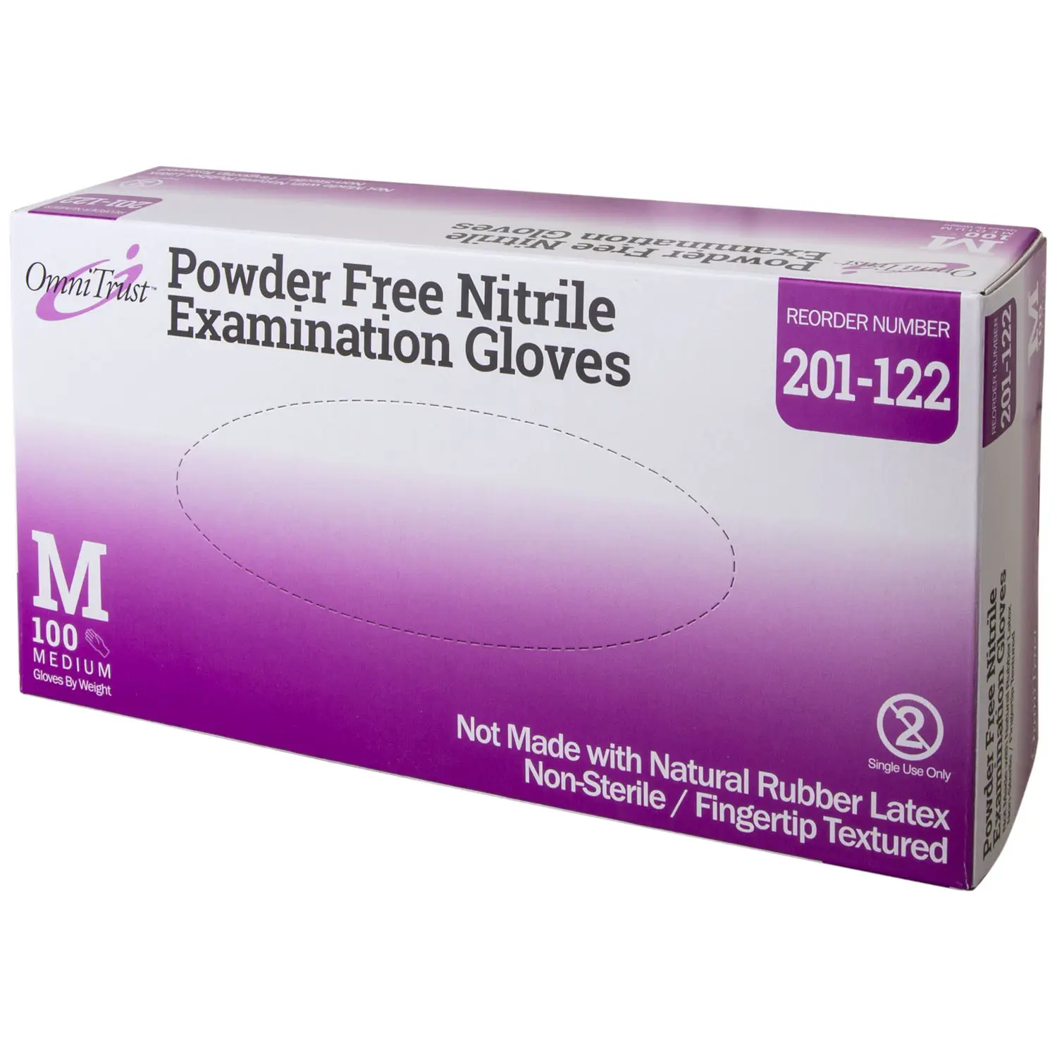 Exam Glove, Nitrile, Medium, Textured Fingers, Blue, Powder Free (201-122)