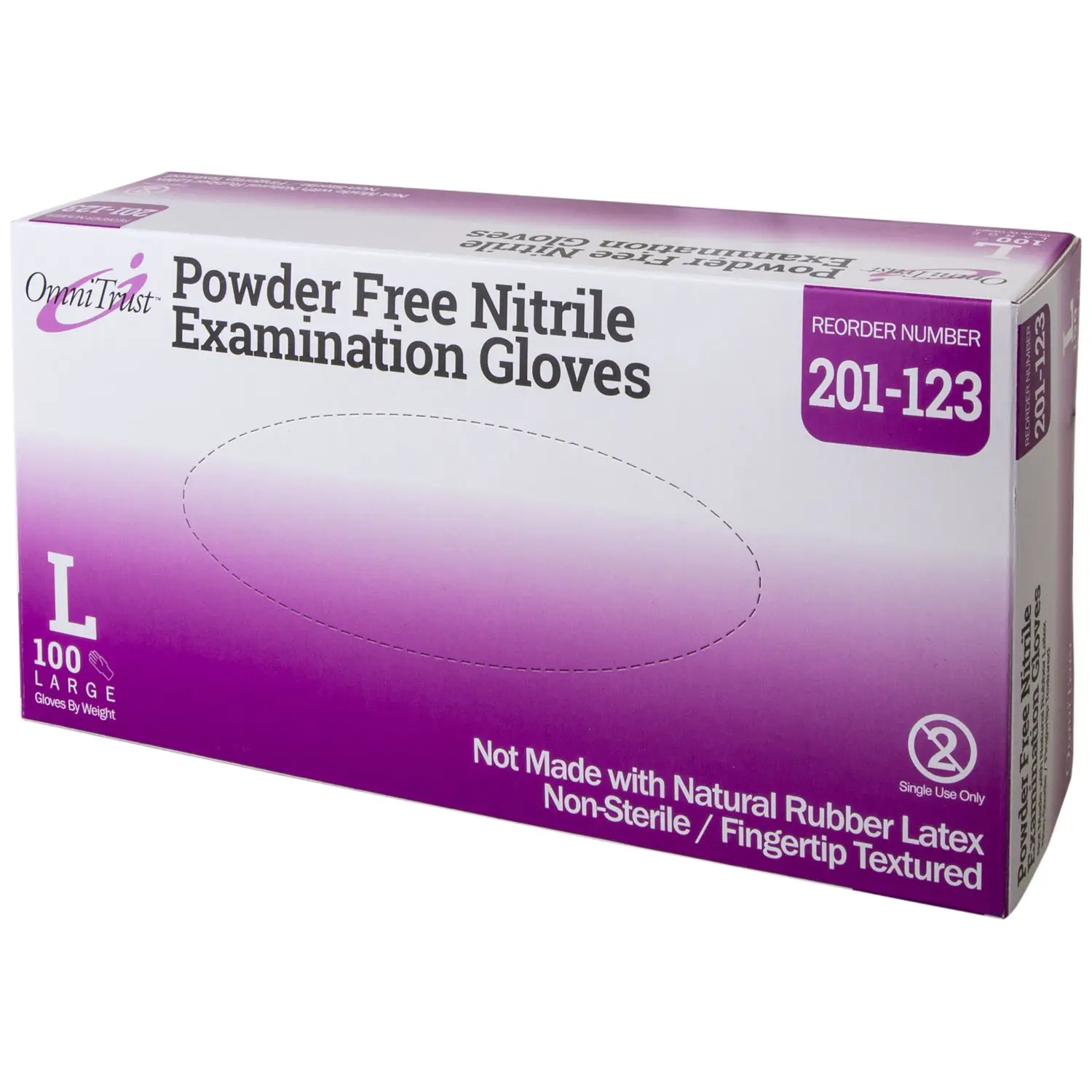 Exam Glove, Nitrile, Large, Textured Fingers, Blue, Powder Free (201-123)