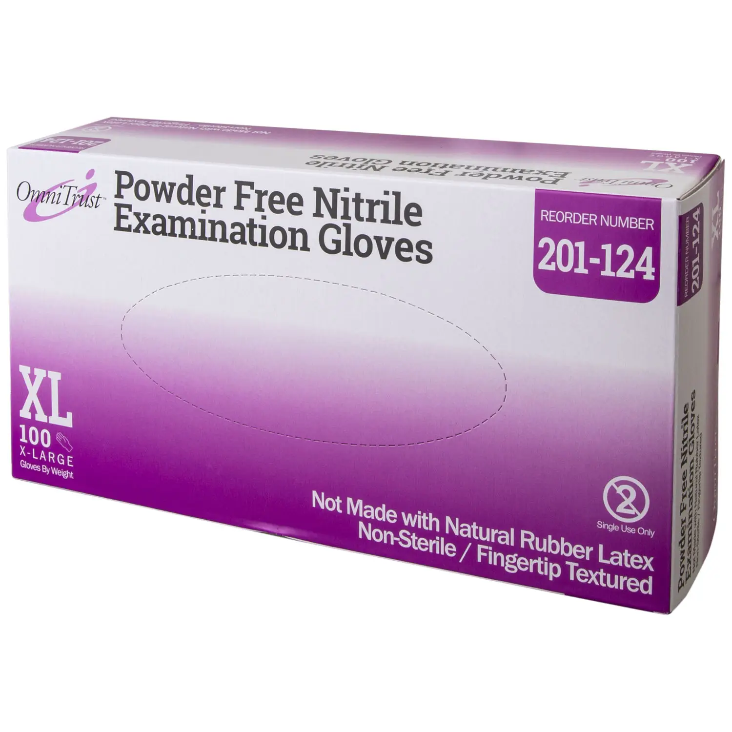 Exam Glove, Nitrile, X-Large, Textured Fingers, Blue, Powder Free (201-124)