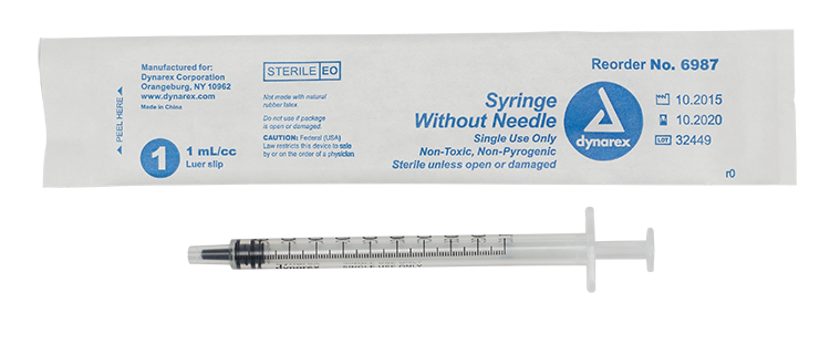 Syringe - Luer Slip, 1 cc, 100/bx (6987)