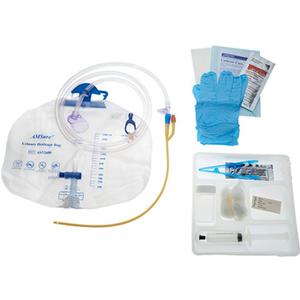 Foley Tray Bag, Preconn Silicone Ctd 16Fr, 05cc, 2000mL Bag, 10cc Syringe, Nitrile Gloves, Sterile (AS89316)