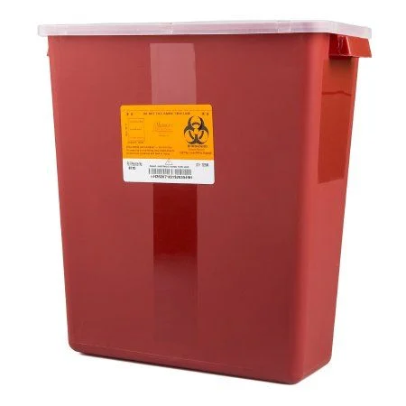 Sharps Container, 3 Gallon Red/ Black, Large Tortuous Path Lid, (8710)