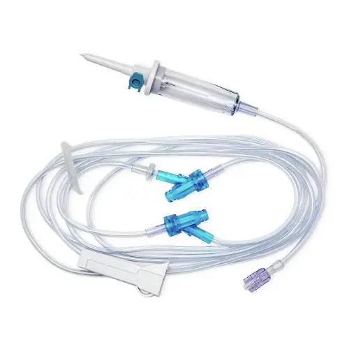 IV Admin Set, (15 drops/mL) Universal Spike, Roller & Slide Clamp, Backcheck Valve, Needle-Free Access Ports 87" & 14" Above Distal End, SPIN-LOCK® Connector, DEHP & Latex Free (LF), Priming Volume: 18.5mL, 106"L (352636)
