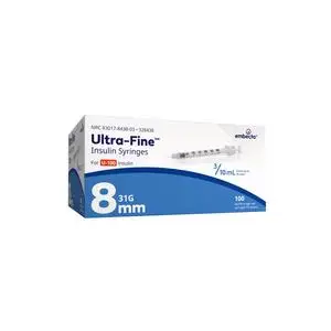 Ultra-Fine Insulin Syringe/Needle Combo 31G x 8mm 3/10cc (328438)