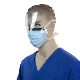 Surgical Face Mask with Ties & Plastic Shield - Blue (2206)
